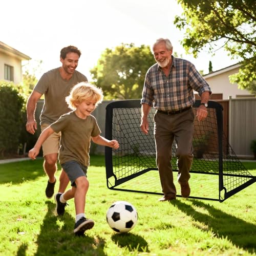 Kids Soccer Goals for Backyard Set - 2 Pack of 4' x 3' Portable Pop Up Soccer Nets, Training Equipment with Soccer Ball, Soccer Set for Kids Toddler and Youth Outdoor Games, Sports, Gifts