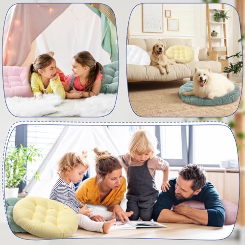 Jerify Floor Pillow Cushions Large Round Square Large Meditation Floor Pillow for Classroom Adult Meditation Picnic Party Seating Learning Daycare School(Round,Macaroon,4 Pcs) - color: Macaroon, size: Round