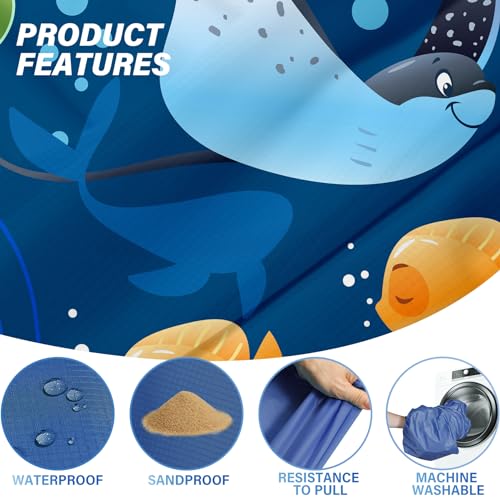 Famstar Beach Blanket Oversized Extra Large 78" X 81",Waterproof Sandproof Beach Blanket 1-7 Adults Lightweight Durable for Travel Camping Hiking Picnic - color: Shark, size: 78" X 81"