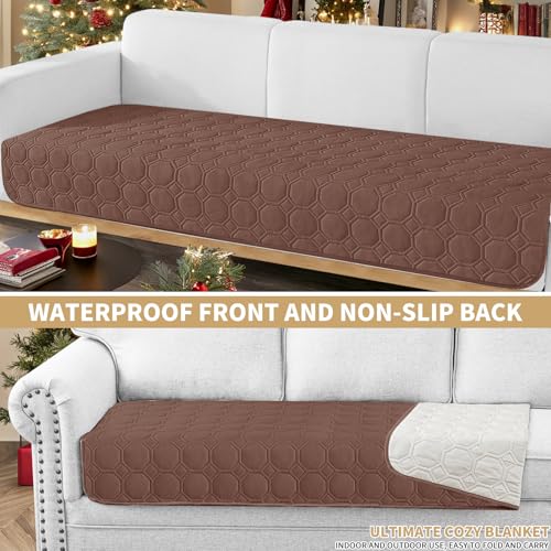 ZNSAYOTX Ultimate Cozy Blankets (30"x70") 100% Waterproof Sofa Mat Blanket for Dog Pets, Bed Couch Protector with Non-Slip Back Washable Durable, Pee Scratch Proof Easy to Clean (Coffee) - color: Coffee, size: 30x70 Inch