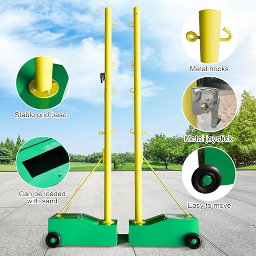 Badminton Net Pole - 5.1FT Portable Badminton Net Frame Poles with Smooth - Rolling Wheels,Heavy Duty Badminton Nets Stand Base for Badminton Net in Backyard, School, Park - Indoor & Outdoor