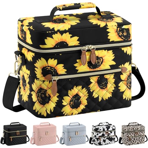 Tenot Insulated Lunch Box for Women Reusable, Leak Proof Cooler Lunch Bag Women for Work Stylish Quilted Lunch Tote Bag for Adult Picnic Travel Hiking Sunflower Floral - color: Sunflower Floral