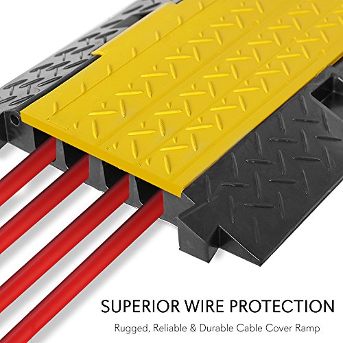 Pyle Durable Cable Protective Ramp Cover - Supports 33000lbs Four Channel Heavy Duty Cord Protection w/ Flip-Open Top Cover, 31.5” x 16.1” x 3.14” Cable Concealer for Indoor Outdoor Use -PCBLCO106 - style: Single Pack
