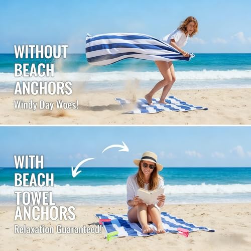 28 Pcs Beach Towel Anchor Stakes Clips, Picnic Mat Anchor Stake Windproof Outdoor Summer Beach Blanket Stakes Vacation, Gifts for Beaches Lovers, Vacation(Multicolored) - color: Multicolor