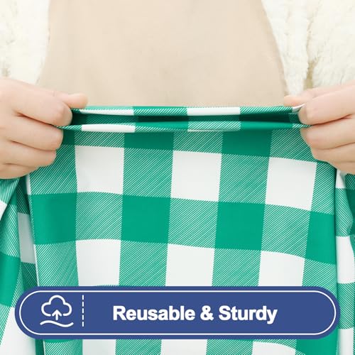 Smiry Picnic Table Cloth 2 Pack, Waterproof Elastic Fitted Tablecloths for 24x48 Rectangle Tables, Washable Polyester Buffalo Plaid Tablecloth for Camping, Dining & Outdoor (Green & White, 24" x 48") - color: Green and White, size: 24" x 48"