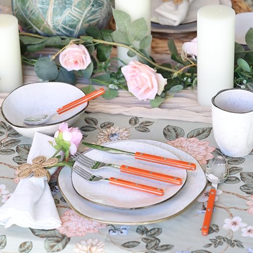 ANNOVA Silverware Set, Retro/Rivet Colorful Stainless Steel Tableware Kitchen Flatware Set Utensils, Includes Dinner Knives, Forks, Spoons, Salad Forks & Dessert Spoons (Orange, 10 Pieces) - color: Orange