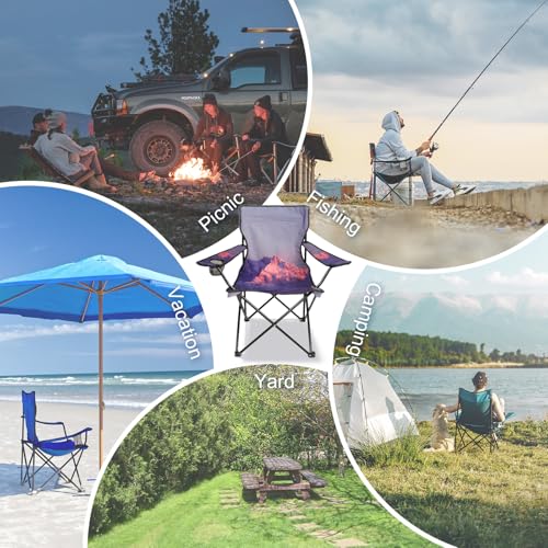 Northroad Camping Chair Portable Camp Chair, Folding Lawn Chair with Cup Holder for Outdoor Camping, Hiking, Travel, Patio, Beach, Picnics - color: Grey&purple