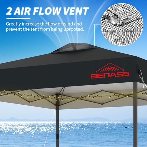 10x10 Pop Up Canopy with Sidewalls, Easy Up Canopy Tent, Heavy Duty Tents for Parties, One Person Set Up Event Tent, Black
