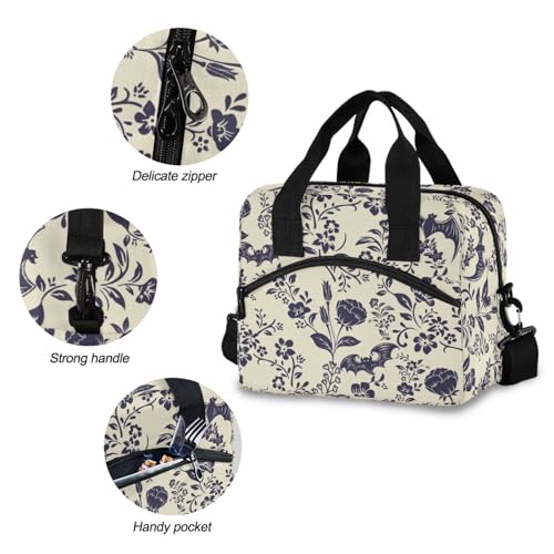 Goth Bat Insulated Lunch Bag Reusable Lunch Tote Bag Cooler Bag for Women Men Adult Lunch Box with Adjustable Shoulder Strap Leakproof Lunch Bag for Work Picnic Camping - color: Goth Bat