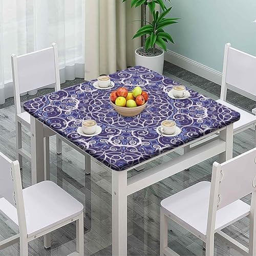Fitted Tablecloth Square with Elastic 28x28 in Outdoor Tablecloths Elastic Table Cloth for Tables Waterproof Wipeable Table Cover for Picnic Camping Dinner - color: Bohemian Style, size: 28" x 28" (Square)