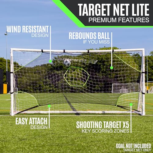 QuickPlay Target Net Lite Soccer Target Net - 5-Zone Shooting Trainer for Backyard & Club Practice - Easy Setup Soccer Training Equipment for Kids to Adults - Durable Mesh for Home Soccer Training - style: 12 x 6'