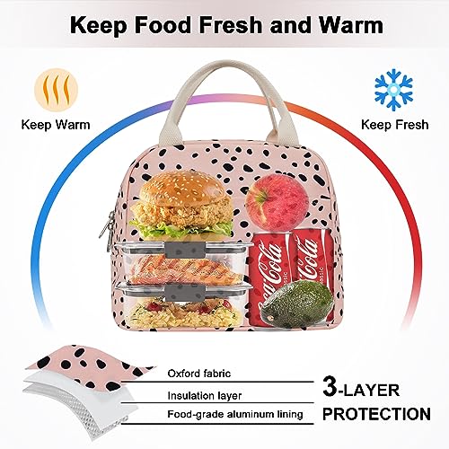 EurCross Pink Lunch Bag for Women,Chic Trendy Portable Lightweight Insulated Small Lunch Box Tote Bag for Preppy College or Adult Work Office - color: Pink