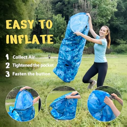 Inflatable Lounger with No-Pump Setup, Floating Portable Air Chair, Ripstop Polyester, Stability Peg for Beach, Camping, Festivals, Tailgating (Floral) - style: Floral