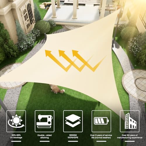 Sun Shade Sail Canopy, 10' x 13' Rectangle 95% UV Block Shade Cover for Outdoor, Backyard Patio, Lawn, Garden, Sandbox Carpor Sand - color: Sand, size: 10' x 13'