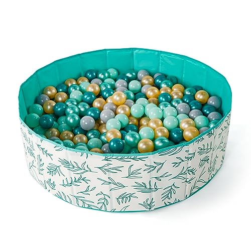 40Inch Kids Ball Pit, Foldable & Portable & Reusable Balls Pool for Toddlers,Playpen/Fence for Baby, Play Pool for Dog, Indoor & Outdoor Use, Oversized - color: White,green
