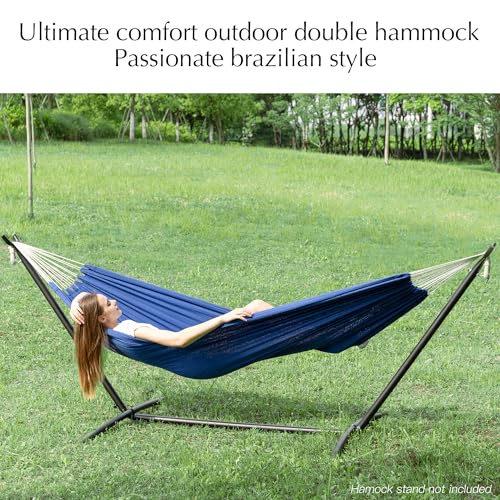 PNAEUT Double Hammocks for Outside, Replacement Outdoor Tree Hammock for Indoor Patio Porch Garden (Navy, Medium) - color: Navy, size: Medium