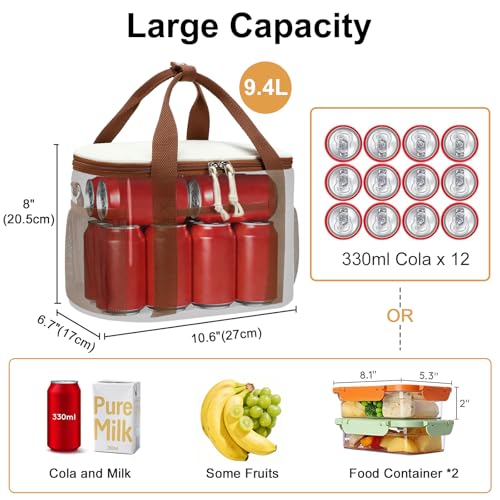 BTOOP Insulated Lunch Bag for Women, Cute Leakproof Lunch Box, Aesthetic Lunch Tote Bag with Large Capacity Shoulder Strap for Work, School, Picnic Cream - color: Cream, size: Medium