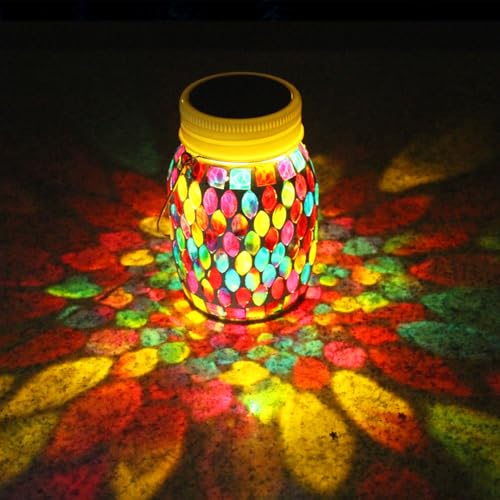 Mosaic Lanterns Outdoor Garden Decor Waterproof Lights,Solar Mosaic Christmas Gifts for Women Mom Grandma Halloween and Garden,Patio,Pathway & Yard Décor (Red) - color: Red
