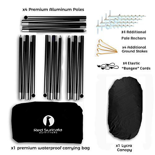 Red Suricata Family Beach Tent & Canopy, UPF50 Sun Shade, 4 Aluminum Poles, Sand Shovel, Large Portable Sun Shelter (Large, Black) - color: Black, size: Large 10' x 9'