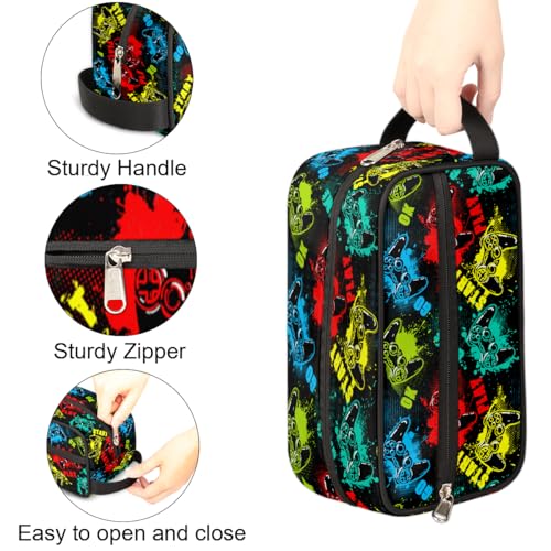 Kids Travel Toiletry Bag - Waterproof Hanging Cosmetic Hygiene Bags for Boys Men - Game Controller Large Shave Kit for Toiletries Accessories Bathroom Stuff - color: Game