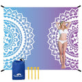 Beach Blanket Waterproof Sandproof Oversized 95”x 80”,Sand Free Beach Mat with Corner Pockets,Portable Mesh Bag for Beach Festival,Picnic,Travel and Outdoor Camping (Gradient Semicircle)
