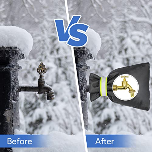 DELUX Outdoor Faucet Covers for Winter 9.05" H X 6.89" W 2 Pack, Outside Garden Faucet Socks for Freeze Protection, Reusable Waterproof Insulated Spigot Cover (Thicker) - style: Black2