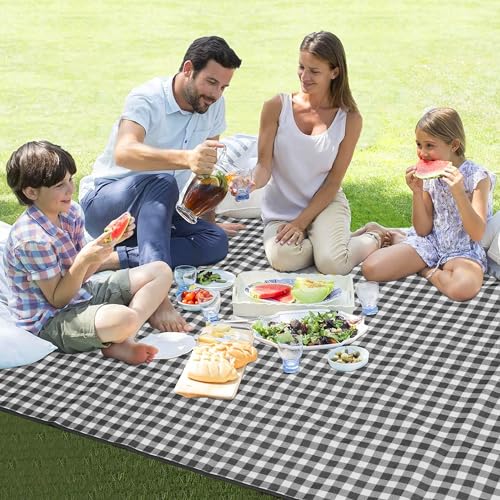HX&OD Outdoor Picnic Blanket 80"X80" Picnic Mat Extra Large Camping Blanket Beach Blanket Foldable Waterproof Sand Mat Hiking Travel Family Concerts(Blue) - color: Blue, size: 80”x 80”