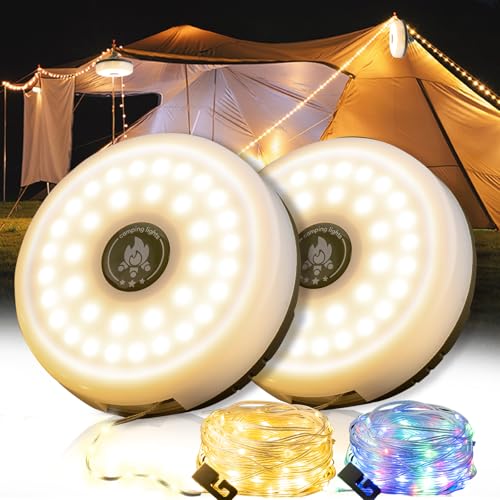 Sutaig 2-Pack Camping String Lights, 4 in 1 Outdoor Camping Lantern with 8 Lighting Modes(32.8Ft), Quick 30s Recovery, Waterproof, Type-C Fast Charging, Portable Lights for Camping/Yard/Hiking - style: Green