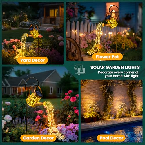 Solar Lights Outdoor Decor, Perfect Gardening Gift for Mom Women Grandma, Thoughtful Birthday Present, Hanging Lanterns Watering Can Lights for Garden, Yard, Porch, Patio Backyard Decoration - size: Flower-standard - 1 Pack
