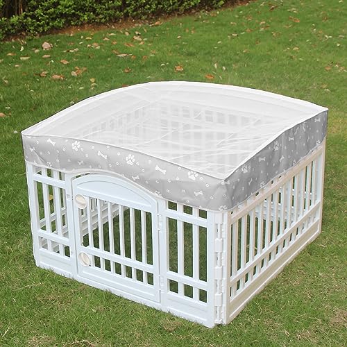 Dog Playpen Mesh Top Cover for 36" Inch Pet Playpen with 4 Panels, Dog Crate Cover Pet Tent Puppy Play Pen Cover, Ideal for Indoor/Outdoor Use. Note: Playpen Not Included (Gray) - color: Gray