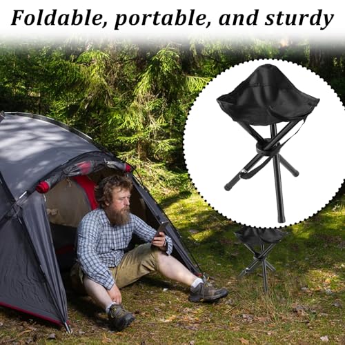 2PCS Portable Folding Camping Stool,Travel Outdoor Tripod Seat,Black Folding Camping Chairs for Camping Party Picnic Beach Garden Lawn Walking Hiking - color: Black