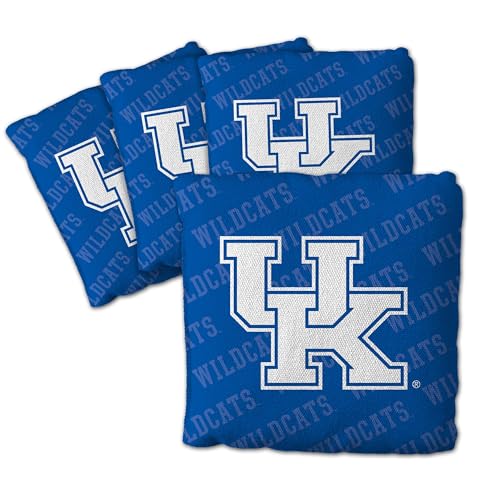 YouTheFan Officially-Licensed NCAA Set of 4 Cornhole Bags - All Weather Regulation 6” x 6” Size - 16oz Weight - Designed in USA - color: Kentucky Wildcats - Blue