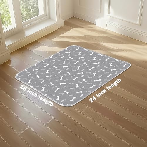 Washable Pee Pads for Dogs, 2Pack Reusable Puppy Pads, Fast Absorbent Dog Pee Pads for Crate Pet Training Pads, Waterproof Whelping Pads for Dogs Bed Mat Crate Indoor (Grey, 18x24) - color: Gray, size: 18*24 Inch (Pack of 2)