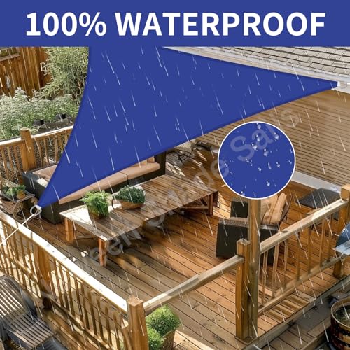 Neween Shade Sail, 6'7''x 6'7''x 6'7'' Sun Shade Sail Triangle Waterproof for Patio Yard Deck Pergola Outdoor Sun Sail Shade 98% UV Block Sunshade Blue Color - color: Blue, size: 6'7''x 6'7''x 6'7''