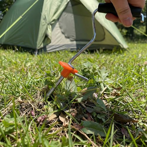 Goaste 24 Pack 8 Inch Heavy Duty Tent Stakes, Galvanized Non-Rust Steel Tent Stake, Metal Tent Pegs with Nail Puller, Orange Ground Anchors for Canopies, Camping Patio, Garden, Grassland, Outdoor