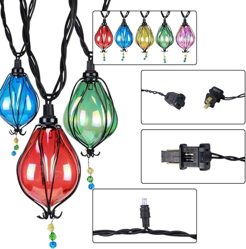 Vigdur Multicolor Outdoor String Lights with 10 Bulbs Connectable Waterproof, Indoor Outdoor Patio Light for Party Wedding Bedroom Cottagecore Decor - color: Culinan