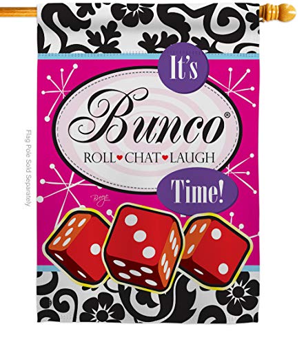 Its Bunco Time House Flag Interests Game Night Dice Poker Bingo Hobbies Leisure Activity Small Decorative Gift Yard Banner Made In USA 28 X 40 - size: House Flag 28" x 40" Only