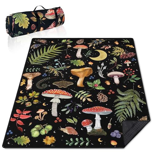 Supfitness Extra Large Picnic Blankets Waterproof Foldable (60 "x 80") Beach Blanket Waterproof Sandproof,3-Layer Thicking Mat Outdoor Packable Camping Blanket - color: Black-1, size: 5' x 6'8" (Rectangular)