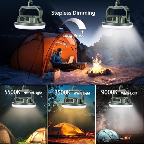 VAVOFO 2Pcs 10,000mAh 4000LM LED Camping Lantern Rechargeable, 3 Lighting Modes, Portable Tent Light with Magnet, IP65 Waterproof Hanging Light for Emergencies, Power Outages ,Hurricane（2Pcs） - size: 42W(2Pcs)