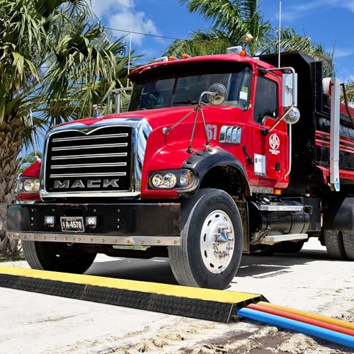 Yescom Cable Ramp Protector 3 Channel Garden Hose Protecitive 44000 Lbs Load Capacity Heavy Duty, 35.43"x23.62"x4.33" Speed Bump for Road, Driveway, Walkway and Commercial Use - size: 4.3"H - 3 Channel