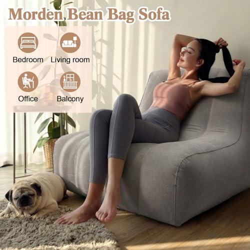 Inflatable Chairs for Adults, Blow up Couch with Electric Air Pump, Inflatable Chairs for Movie Night Flocking Portable Blow up Furniture Beanbag Sofa for Living Room Party(Dark Grey)