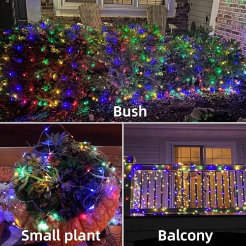 YEGUO 4 Pack Multicolor Solar Fairy Lights, Each 33ft 100 LED Christmas Lights Outdoor Waterproof, 8 Modes Sliver Wire Solar String Lights - color: Multicolor