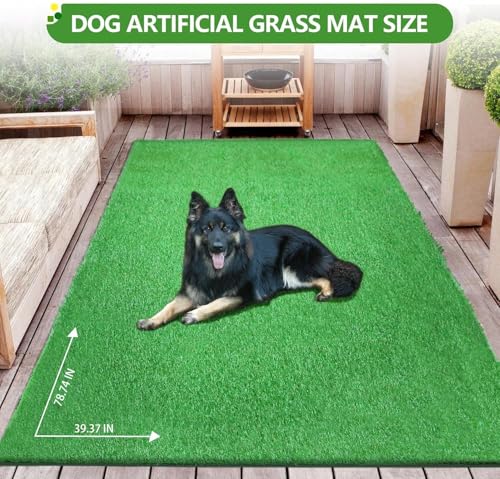 Artificial Grass Rug Turf for Dogs Indoor Outdoor Fake Grass for Dogs Potty Training Area Patio Lawn Decoration - size: 78.74 x 39.37 Inch (Pack of 1)