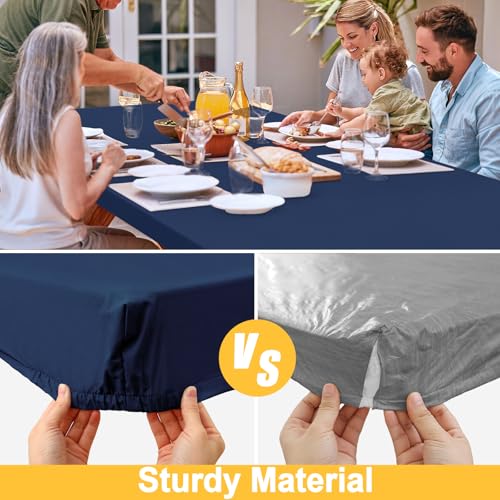 Rectangle Table Cloth, Waterproof Elastic Fitted Tablecloth for 4 Foot Folding Tables, Washable Polyester Tablecloths for Picnic, Camping, Outdoor (Navy Blue, 30"x48") - color: Navy Blue, size: 48" x 30" (Rectangular)