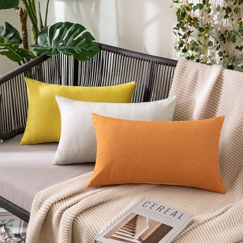 MIULEE Pack of 2 Decorative Outdoor Solid Waterproof Throw Pillow Covers Faux Linen Garden Farmhouse Cushion Cases for Patio Tent Balcony Couch Sofa 16x16 Inch Brown - color: Brown, size: 16" x 16" (Pack of 2)