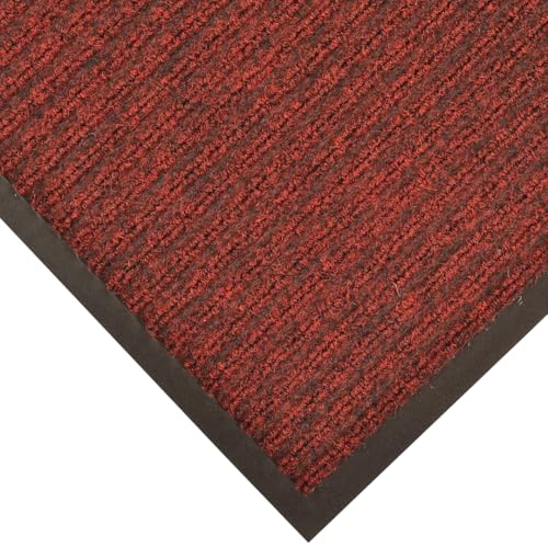 Notrax Heritage Rib™ Commercial Indoor Door Mat Office Rugs – 3' x 5' Red/Black Front Door Mat with Double Rib 22oz Yarn, Non-Slip Vinyl Backing – Durable Entryway Rug Made in The USA – 117S0035RB - color: Red / Black, size: 60"L x 36"W x 0.4"Th