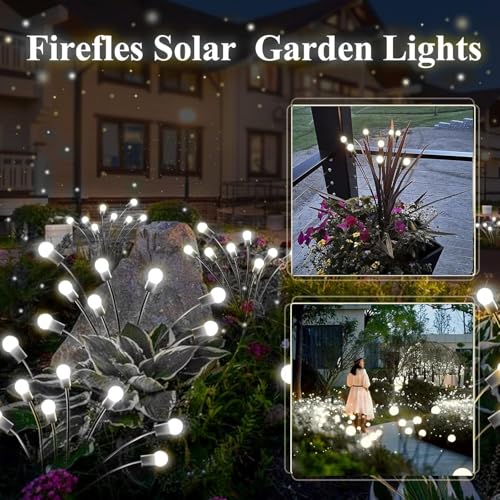 6-Pack Garden Solar Lights, 48 LED Solar Lights Outdoor for Garden Decor, Waterproof Firefly Light Outdoor (Sway by Wind), Swaying Light for Outside Yard Pathway Landscape Decorations (Cool White) - color: Cool White, size: 6 Pack