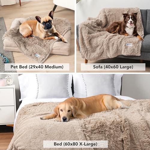 PetAmi Waterproof Dog Blanket for Couch, Bed & Furniture,Reversible Sherpa & Faux Fur Pet Blanket, Leakproof Pet Blanket for Large Dog Cat, Washable Soft Calming Sofa Protector Throw (60x80, Taupe) - color: Taupe, size: X-large (60x80)