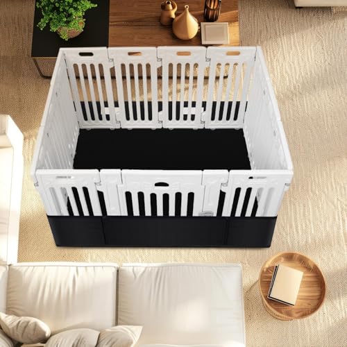 Marsui Dog Playpen Bottom Pad Fits for 36 Inch 4 Panels Pet Exercise Mat Puppy Crate Pad Reusable Washable Pet Training Pee Mat Hoop and Loop Design, Playpen Not Included (Black,Solid Color) - color: Black, style: Solid Color