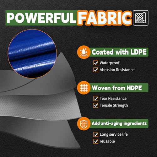 RAINDEWAY Tarps 6x8 Feet (2 Pack) 8 Mil, UV Resistant, Durable, Waterproof Poly Tarp Cover with Metal Grommets and Reinforced Edges,Blue Tarp - color: Blue, size: 6x8 Feet (2 Pcs)-Finished Size